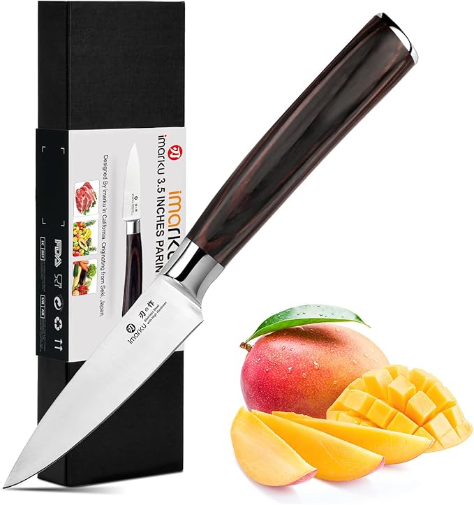 imarku Paring Knife 3.5 Inch, Japanese High Carbon Stainless Steel | Ultra Sharp Fruit Knife, Small Kitchen Knife for Peeling Fruits, Ergonomic Pakkawood Handle, Unique Gifts for Men and Women