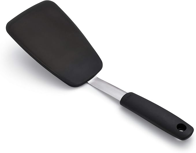 OXO Good Grips Large Silicone Flexible Turner, Stainless Steel & Good Grips Silicone Flexible Tongs Stainless,Black,