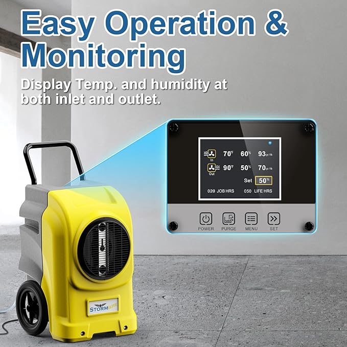 ALORAIR 270 PPD LGR Commercial Dehumidifier with Pump & Drain Hose, Portable Insutrial Dehumidifier with Wheels for Basments, Home, Job Sites, 6 Years Limited Warranty, Storm Elite (Yellow)