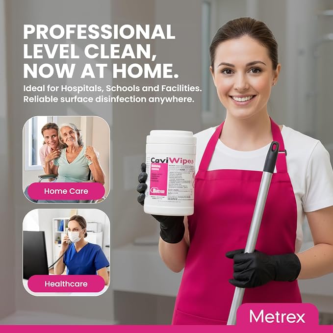 Metrex CaviWipes Disinfecting Towelettes – Durable Non-Woven Disinfecting Wipes for Hard, Non-Porous Surfaces in Healthcare & Laboratory Settings, Pre-Saturated with CaviCide – 160 Wipes (Pack of 1)