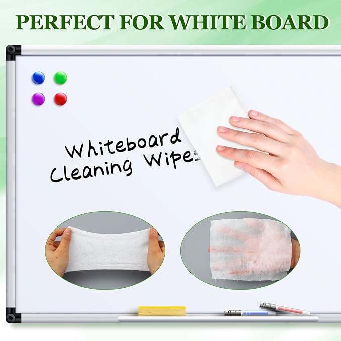 Threlaco 6 Pack Dry Erase Wipes 600 pcs Whiteboard Cleaning Wipes Wet Whiteboard Cleaner Classroom Teacher Supplies, 100 pcs Per Canister