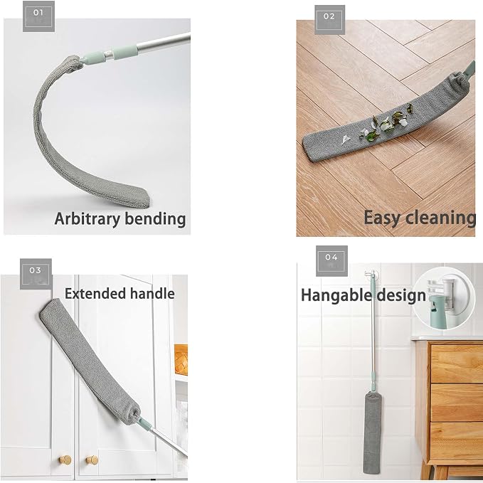 2026 New Retractable Gap Dust Cleaning Artifact with 3 Microfiber Dusting Cloths,Extendable Duster Cleaning Tool,Reusable Washable Dusting Wand for Home,Ceiling,Blinds,Furniture(1PCS)