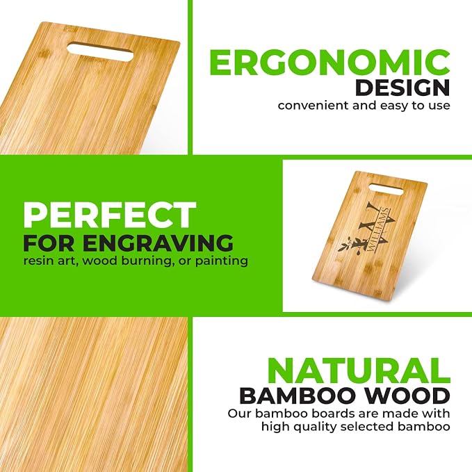 Bulk Plain Bamboo Cutting Board (Set of 24) | For Customized, Personalized Engraving Purpose | Wholesale Premium Blank Bamboo Board (Rectangular 12" X 9")