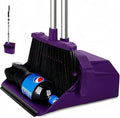 Tiumso Broom with Dustpan Combo Set, Broom and Dustpan Set with 51'' Long Handle, Dust Pan and Brooms, ZeroGap Lip, Self-Cleaning Dustpans Teeth for Lobby Kitchen Restaurant - Purple