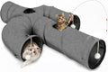 Ownpets Cat Tunnel Large 12 inch Diameter Sturdy Oxford Fabric Cat Tunnel Toy, Cactus Shape Collapsible Cat Tunnels for Indoor Cats,Interactive Peek Hole Pet Tunnel Tube with Cat Wand Toy