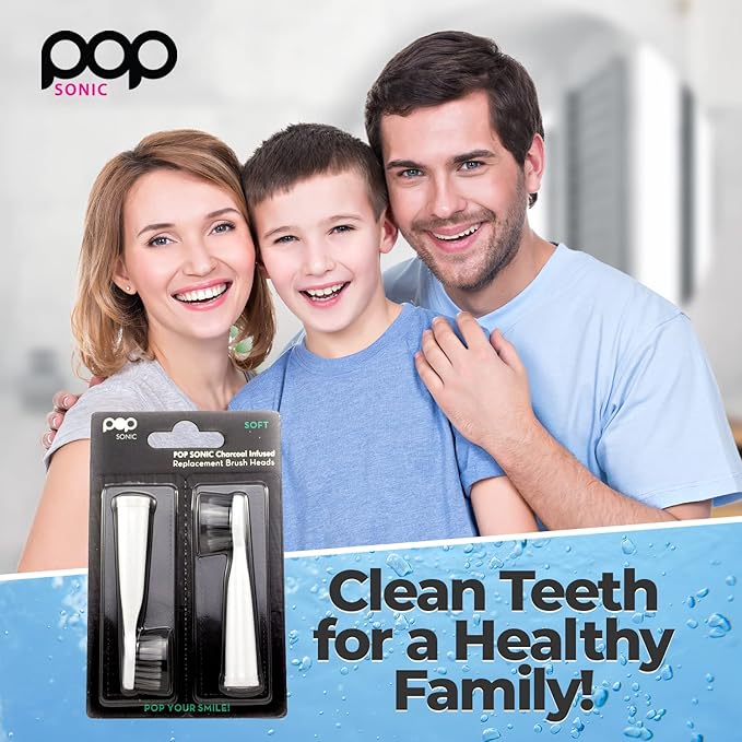 Pop Sonic Replacement Toothbrush Heads (Pack of 2) - Toothbrush Head w/Super Soft Dupont Tynex Nylon Bristles (Go Sonic)