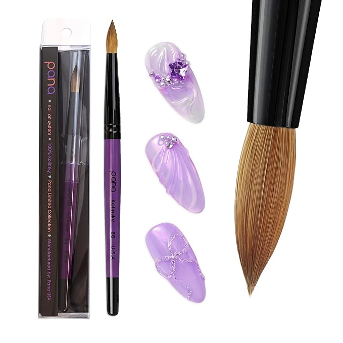 Pana Purple Wood Kolinsky Acrylic Nail Brush (Size: 6, 8, 10, 12, 14, 16, 18, 20, & 22) Kolinsky Hair (Size 8)