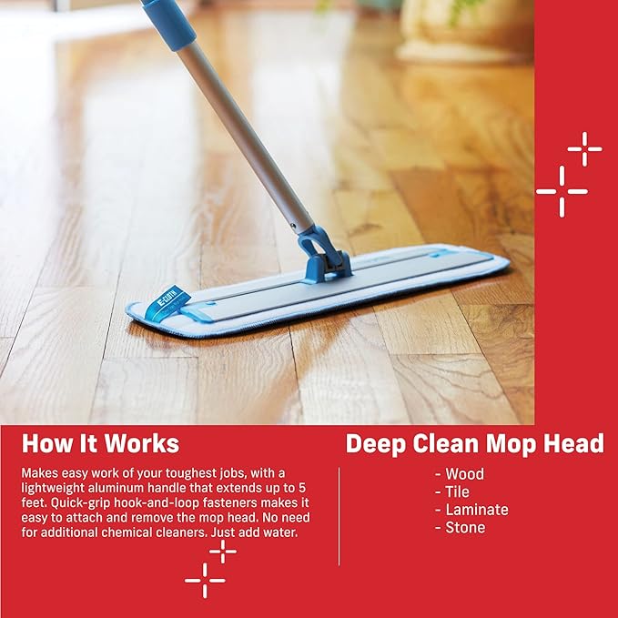 E-Cloth Deep Clean Mop Head Replacement - Microfiber Mop Pads, Reusable Refill Pads for Wet Floor Cleaning, Hardwood, Tile, Laminate & Stone, 100 Washes - 1 Pack