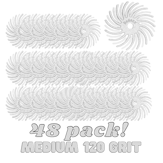 Dedeco Sunburst Radial Bristle Discs 48-Pack - 5/8" Curved - White 120 Grit (Medium) - Aluminum Oxide for Polishing & Finishing