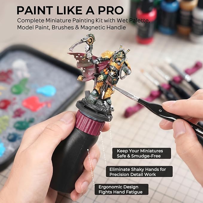 Nicpro All-in-One Miniature Painting Kit, Including 36 Colors Model Paint, Wet Palette, 16PCS Detail Paint Brushes Drybrush with Bag, Magnetic Painting Handle, Sponges, Pallet Paper, Brush Holder