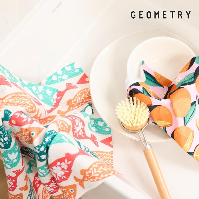 GEOMETRY Kitchen Dish Cloths - Quick Dry Dishcloths for Kitchen - Premium Dish Rags with Geoweave - 3-Pieces Night Reeds