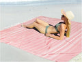 Vikumond Turkish Beach Towel Blanket Oversized 85x75 Inch Quick Dry Pink | Lightweight Compact Portable Sand Free Absorbent Boho Woven Throw for Pool Swimming Picnic Camping Cruise Outdoor Essentials