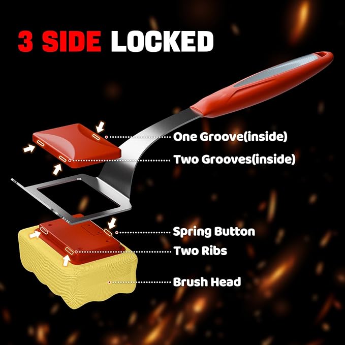 Grill Brush Bristle Free, Safe Grill Cleaner Brush for Outdoor Grill, Steam Grill Cleaning Brush with Scraper for Cast Iron/Stainless-Steel Grates (Bonus BBQ Scrub Daddy Replaceable Head)