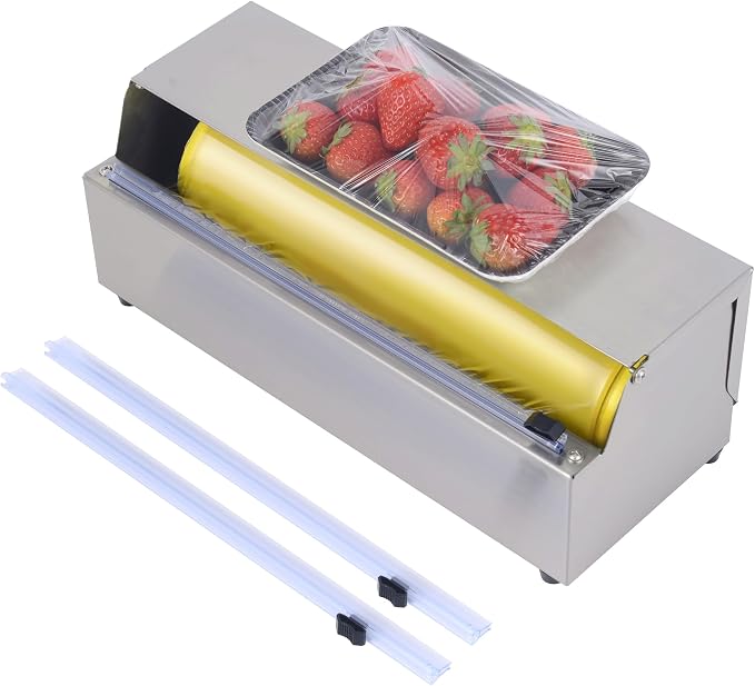 12 Inch Plastic Wrap Dispenser with Cutter - Drop-in Stainless Steel Foil Organizer Fits 12 Inch Rolls, Space-Saving Cling Film Holder for Home Kitchen and Small Bakery