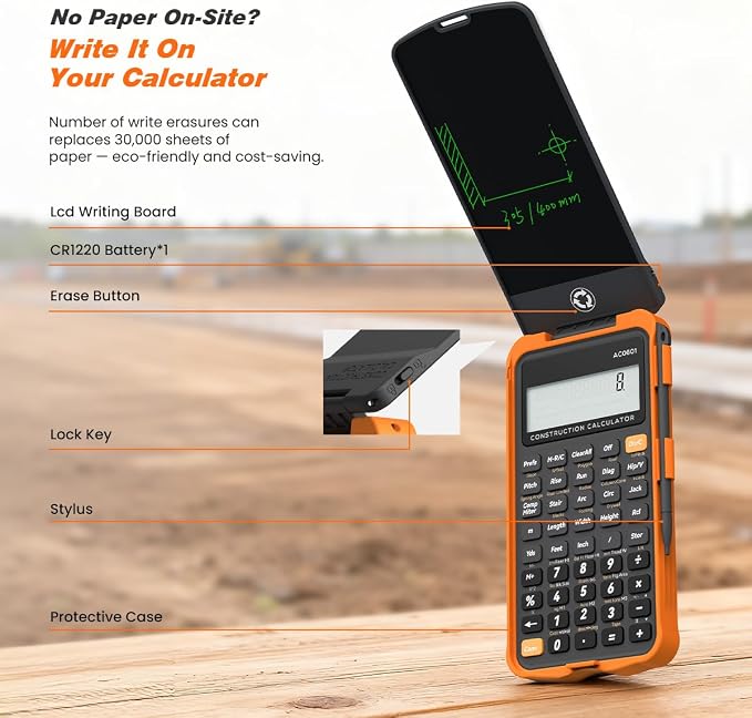 ROATEE Construction Calculator Protective Case and Notepad