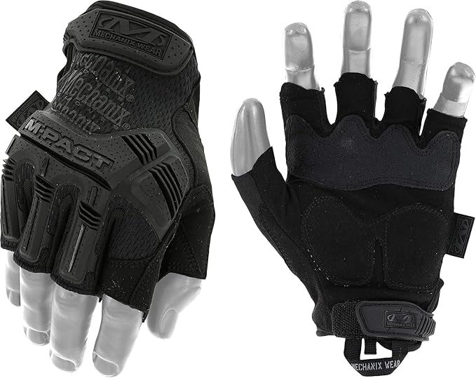 Mechanix Wear M-Pact Fingerless Tactical Impact Resistant Gloves - Impact Protection & Vibration Absorption - Heavy Duty - Machine Washable - Medium - Covert Black