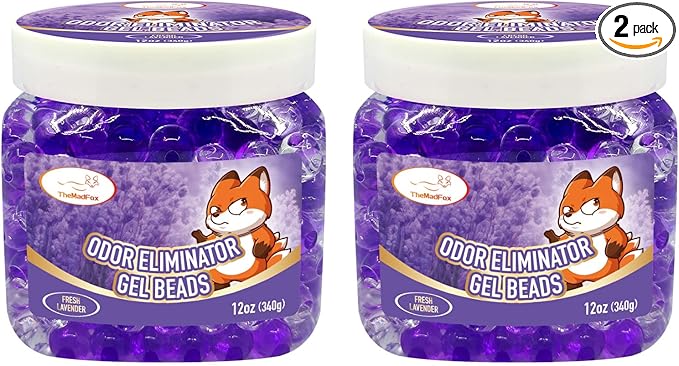 2 Pack Odor Eliminator Gel Beads, 12 oz, Scented Gel Air Freshener, Pet Odor Eliminator for Bathroom, Closet, Pet Area & RVs, Lasts 90 Days for Improved Home Fragrance, Fresh Lavender