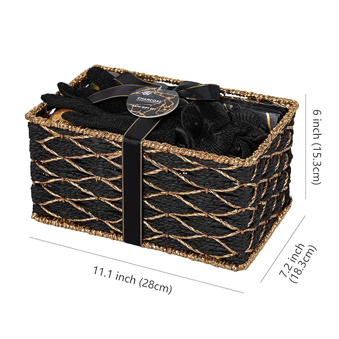 35 Pcs Charcoal Bath & Body Gift Basket for Women & Men, Mother's Day Gifts, Face Skin Care Kit, Home Spa Basket Gift, Self-Care Gift, Bath Bomb, Birthday, Christmas, Anniversary, Valentines, Wife