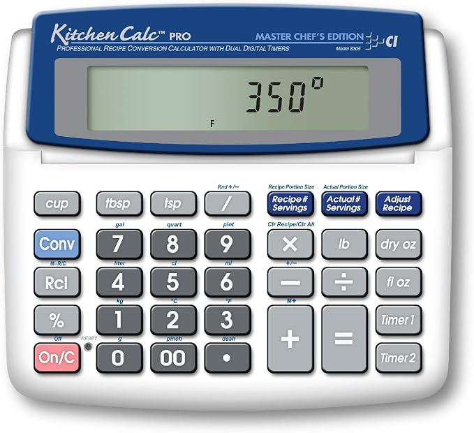 Calculated Industries 8305 KitchenCalc PRO Recipe Conversion Calculator | Countertop Culinary Math Calc with 2 Timers for Recipe Scaling, Chefs, Bakers, Brewers, BBQers, Students & Home Cooks
