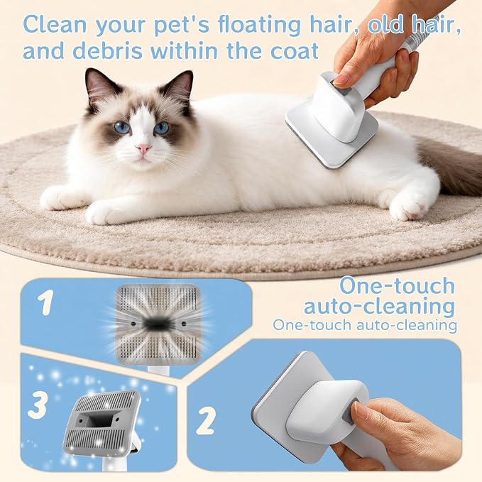 Dog Grooming Kit, Pet Grooming Vacuum with Pet Clipper Nail Grinder, Dog Hair Vacuum with 6 Pet Grooming Tools for Dogs Cats Shedding Grooming