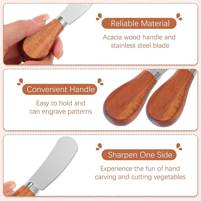 Geetery 12 Set Acacia Wood Charcuterie Board with Knife Wooden Serving Tray with Groove Acacia Wood Cutting Board with Gift Box and Card for Wedding Baby Shower Housewarming Gift(12 x 6 Inches)