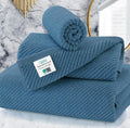 VOOVA & MOVAS 3PC Towel Set, 100% Cotton, Labrador Blue | 1 Large Bath 30x56 In, 1 Hand 18x28 In, 1 Wash Cloth 13x13 In, Quick Dry, Soft, Thick, Bathroom Essentials