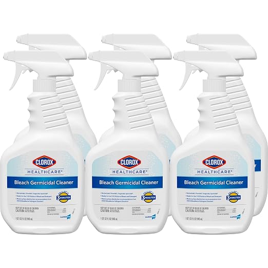 Clorox Healthcare Bleach Germicidal Cleaner Spray, 32 Fluid Ounces, Pack of 6 (Package May Vary)