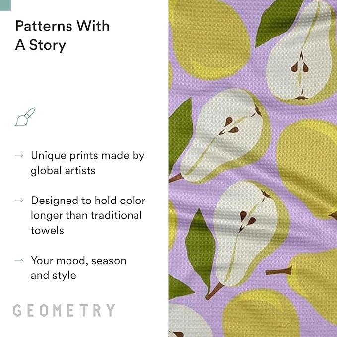 GEOMETRY Spring Kitchen Towels - Quick Dry Microfiber Cloth Spring & Summer Dish Towels for Kitchen Drying - Premium Quick Dry Towel - Pear Slices, 18" x 30" - 1-Pack