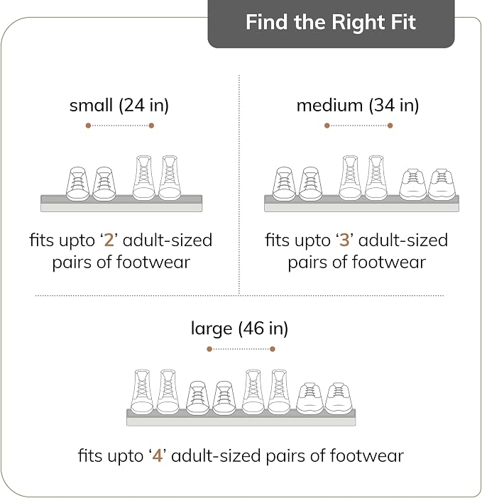 Anji Mountain Heavy Duty Waterproof Rubber Shoe Storage Mat Organizer/Boot Storage Tray Multi Use For Entryway with Coir, Tan Insert , Fits 4 Pair (46.5" Wide)