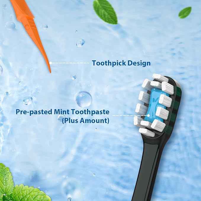10Pack Disposable Toothbrushes with Toothpaste Pick Floss & Tongue Scraper | 5-in-1 Mini Prepasted Travel Toothbrush for Hotel Camping Flight Car Single Use Portable Individually Wrapped | Mint