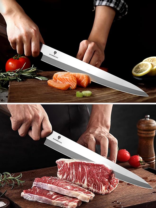 10 Inch Sushi Knife, High Carbon Japanese Steel Sashimi Knife | Japanese Knives for Fish Filleting & Slicing, Sushi Making Knives with Red Sandalwood Handle