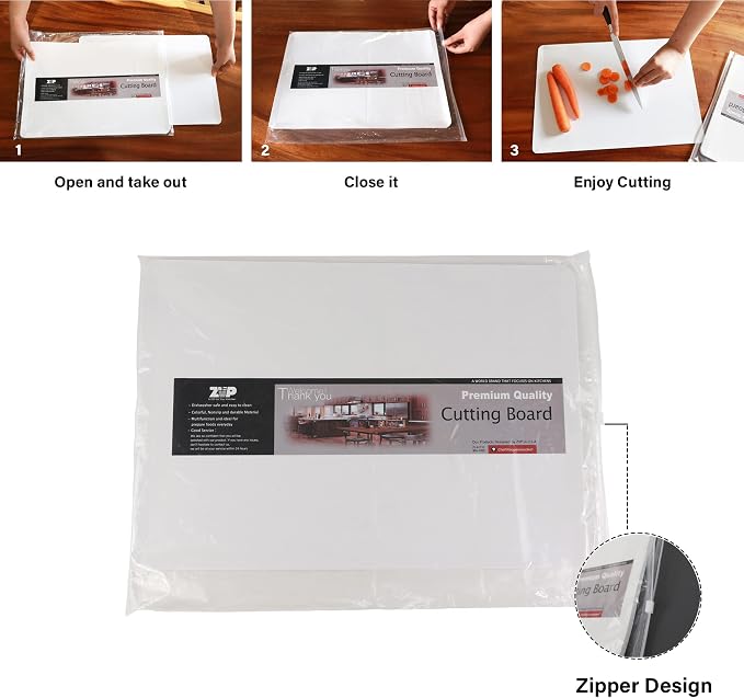 ZVP Disposable Cutting Boards 60 Count, Collapsible Cutting Board Sheet with Built-in Crease, Flexible Plastic Cutting Mat for Kitchen and Commercial Use, 17 x 12 In White
