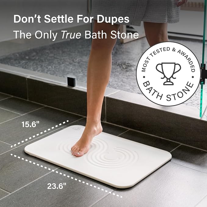 Dorai Home Stone Bath Mat - Premium Diatomaceous Earth Bath Floor Mats with Non-Slip Base, Fast-Drying Modern Shower Mat for Bathroom | Zen Sandstone - 23.6"x15.4"
