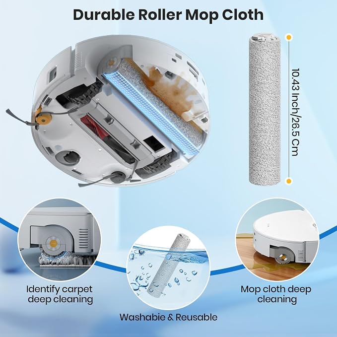 Qrevo Curv 2 Flow Replacement Accessories for Roborock Qrevo Curv 2 Flow Robot Vacuum Cleaner,4 Main Brush,2 Roller Mop Cloth, 4 HEPA Filter,6 Side Brush,6 Dust Bag,24pack