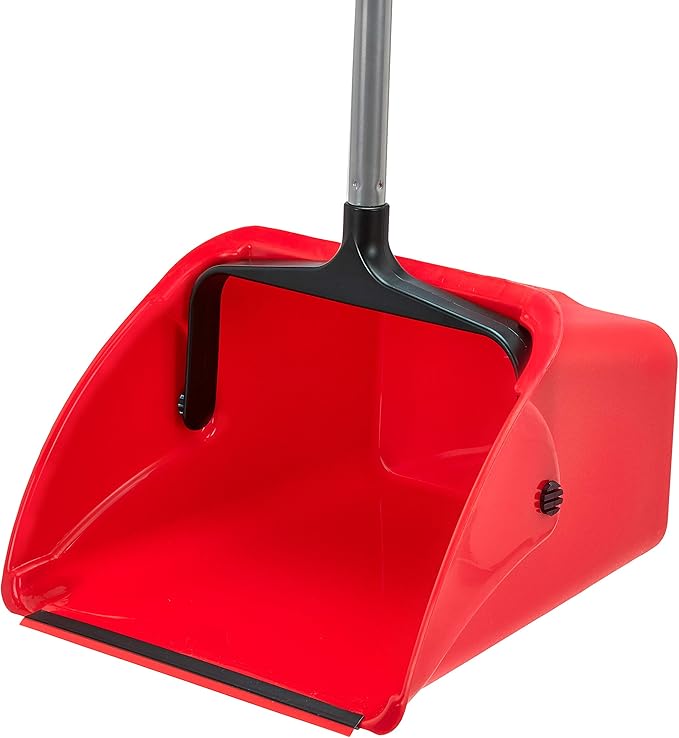 Amazon Basics Jumbo Lobby Dustpan, Indoor Outdoor Use, 6-Pack, Red