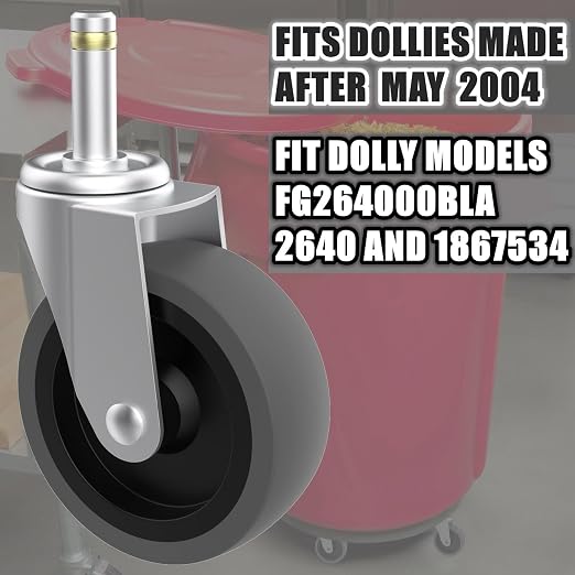 RILIDRI Replcament Casters for Brute Trash Bin Dolly Set of 10, 3-Inch Trash Can Dolly Replacement Wheels(375LBS-2)