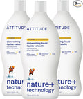 ATTITUDE Dish Soap, EWG Verified, Plant-Based & Vegan Dishwashing Liquid, Naturally Derived, Citrus Zest, 23.7 Fl Oz (Pack of 3)