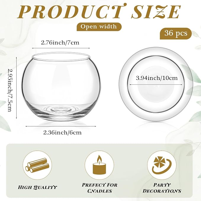 36 Pcs Fish Bowl Bubble Vase Bulk,3.5" h X 3.94" w