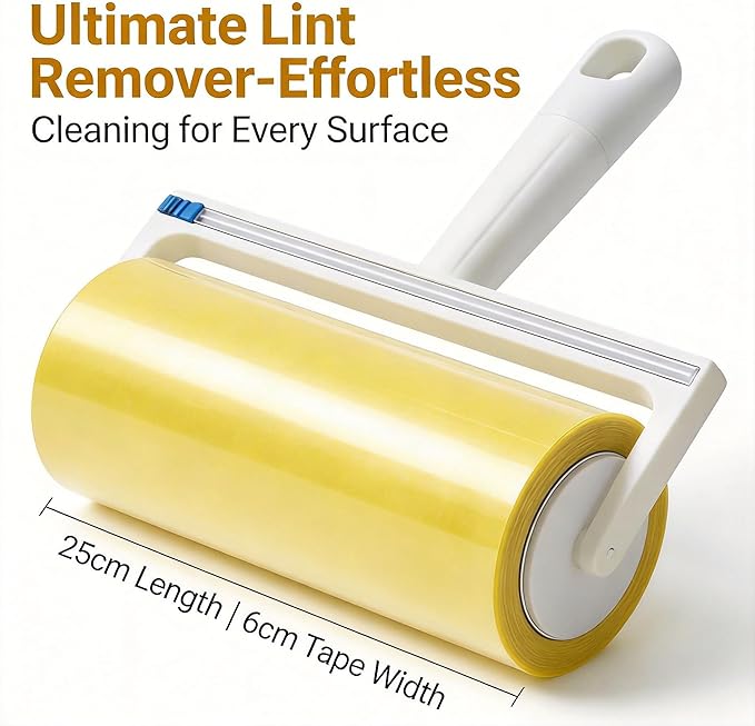 Extra Sticky Lint Roller for Pet Hair, 6cm & 10cm Wide, Tearable Reverse Roll, Reusable Handle, Strong Adhesive Roller for Clothes, Sofa, Carpet, Furniture, Dog & Cat Hair Remover(6cm)