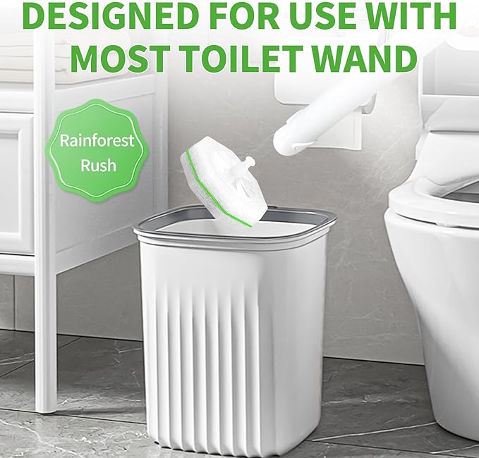 80 Count Toilet Bowl Wand Refills for Clorox, Disposable Toilet Brush for Clorox Wand Cleaning System, Upgrade Toilet Bowl Cleaner Refill Pads for Closestool Cleaning,No Falling Apart,Rainforest Rush