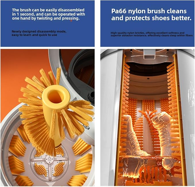 All - Wall Brush Wash & Spin Integrated Shoe Washer, Removable Brush, Shoe & Clothing Dual - Use Lazy Artifact, Automatic Shoe Cleaner Machine for Home/Dormitory (White,60cm)