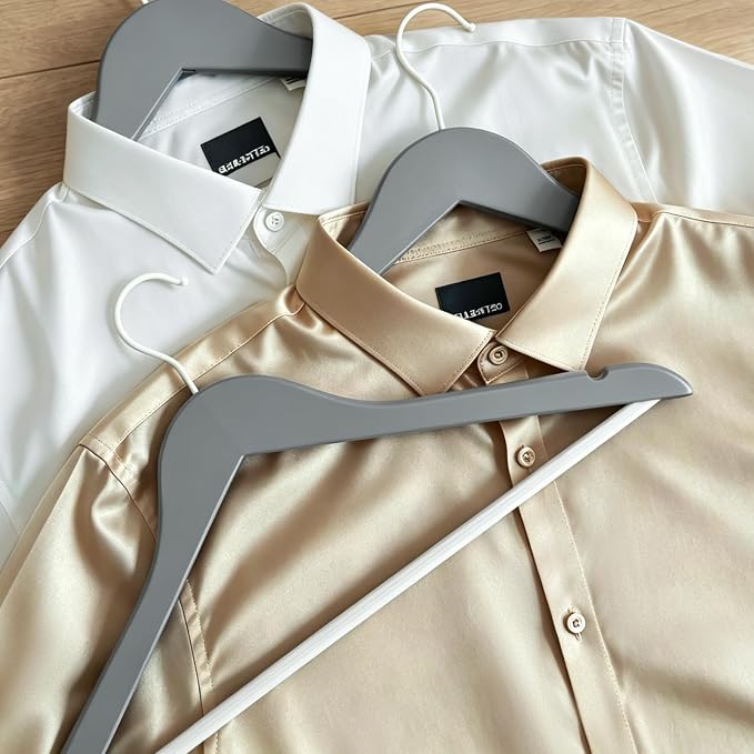 TOPIA HANGER Premium Wooden Hangers with Non-Slip Pant Bar, 360°Swivel Hook and Shoulder Notches, 30 Pack Solid Wood Clothes Hangers for Suit, Coat, Jacket, Camisole(Grey/White)-CT35GW30