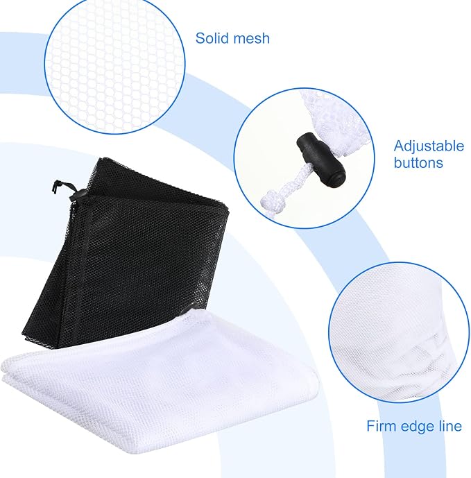 Berlune Large Mesh Laundry Bags, 24 x 36 Inch Bulk Wash Set with Drawstring for Commercial Use, Dorms, Vacation Rentals, Laundromats, Apartments & Facilities(Black, White,30)