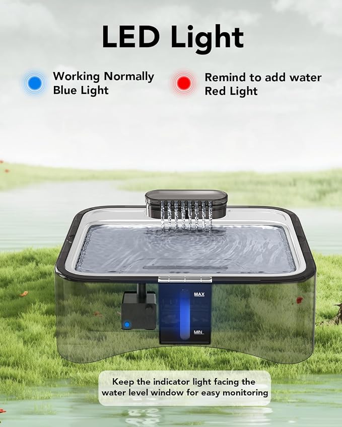 UPSKY 8.5L Elevated Dog Water Fountain with 4 Heights Adjustable, Grey | Larger Dog Water Dispenser, 304 Stainless Steel Tray, 5-Layer Filtration, Anti-skid, for Senior/Large Dogs & Multi-pet Homes