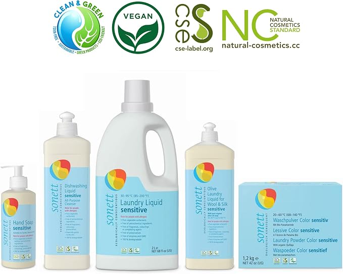 Sonett Organic Dishwashing Liquid, All Purpose Cleaner Sensitive Skin For People With Allergies 17 Fl.Oz (Pack of 6)