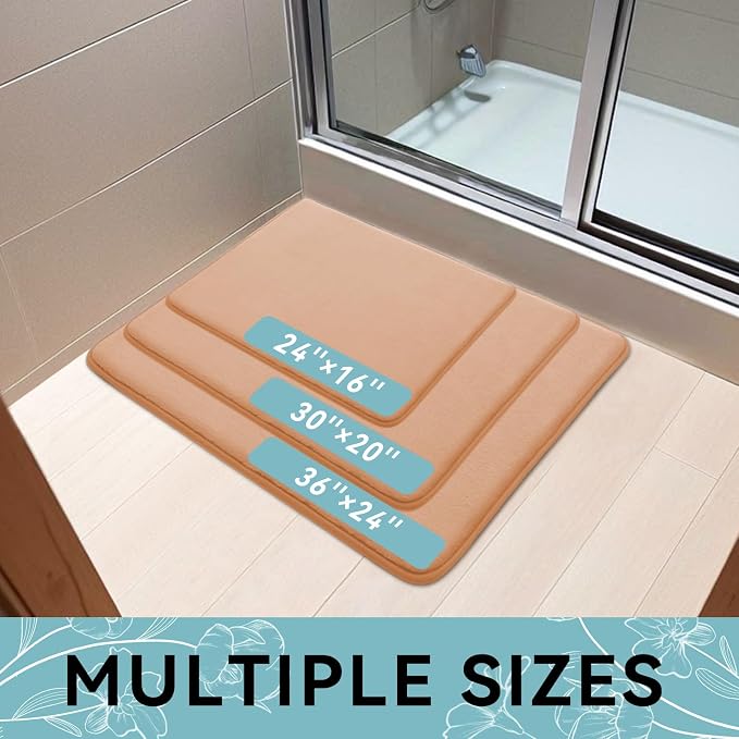 Smiry Memory Foam Bath Mat 30x20, Extra Soft and Absorbent Bathroom Mats, Non Slip Washable Carpet for Floor, Shower and Tub, Peach