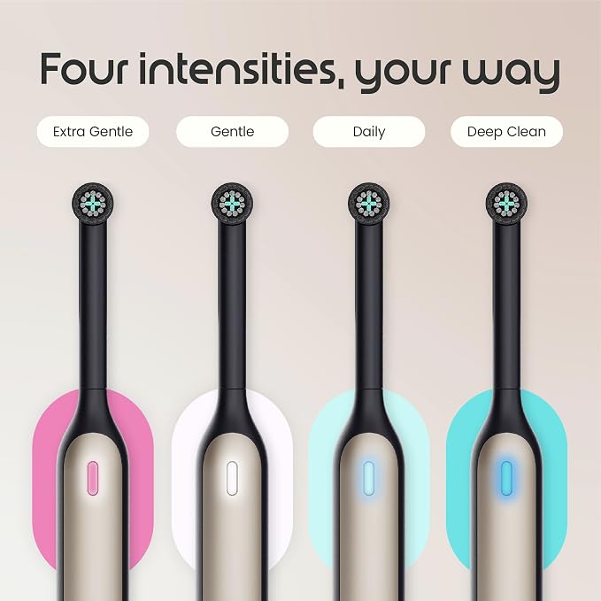Quip Rev Smart Oscillating Toothbrush - Timed Electric Toothbrush with Case - 11x More Plaque Removal - 4 Intensities - 30-Day Battery Life Charge - Black Crescent