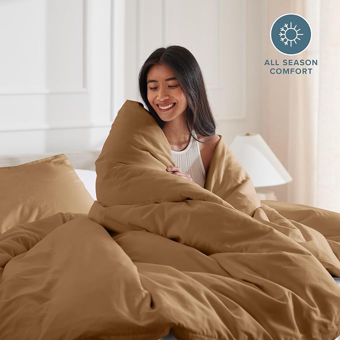 Bare Home Bedding Duvet Cover California King Size - Premium 1800 Super Soft Collection - Lightweight, Cooling - Soft Breathable Bedding Duvet Cover (Cal King, Caramel)