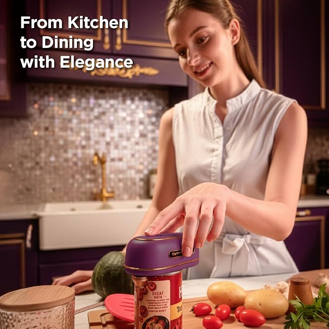 Kitchen Mama Orbit One Electric Can Opener, Royal Burgundy | Rechargeable, Hands-free, USB-C Charging, Automatic Stop, Smooth Edge