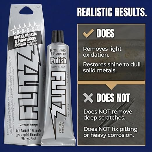 Flitz Multi-Purpose Metal Polish Paste - 1.76oz Tube of USA-Made Chrome Polish - Works on Stainless Steel, Aluminum, Plastic, Jewelry and Cars - Non-Abrasive Cleaner & Rust Remover (20 Pack)